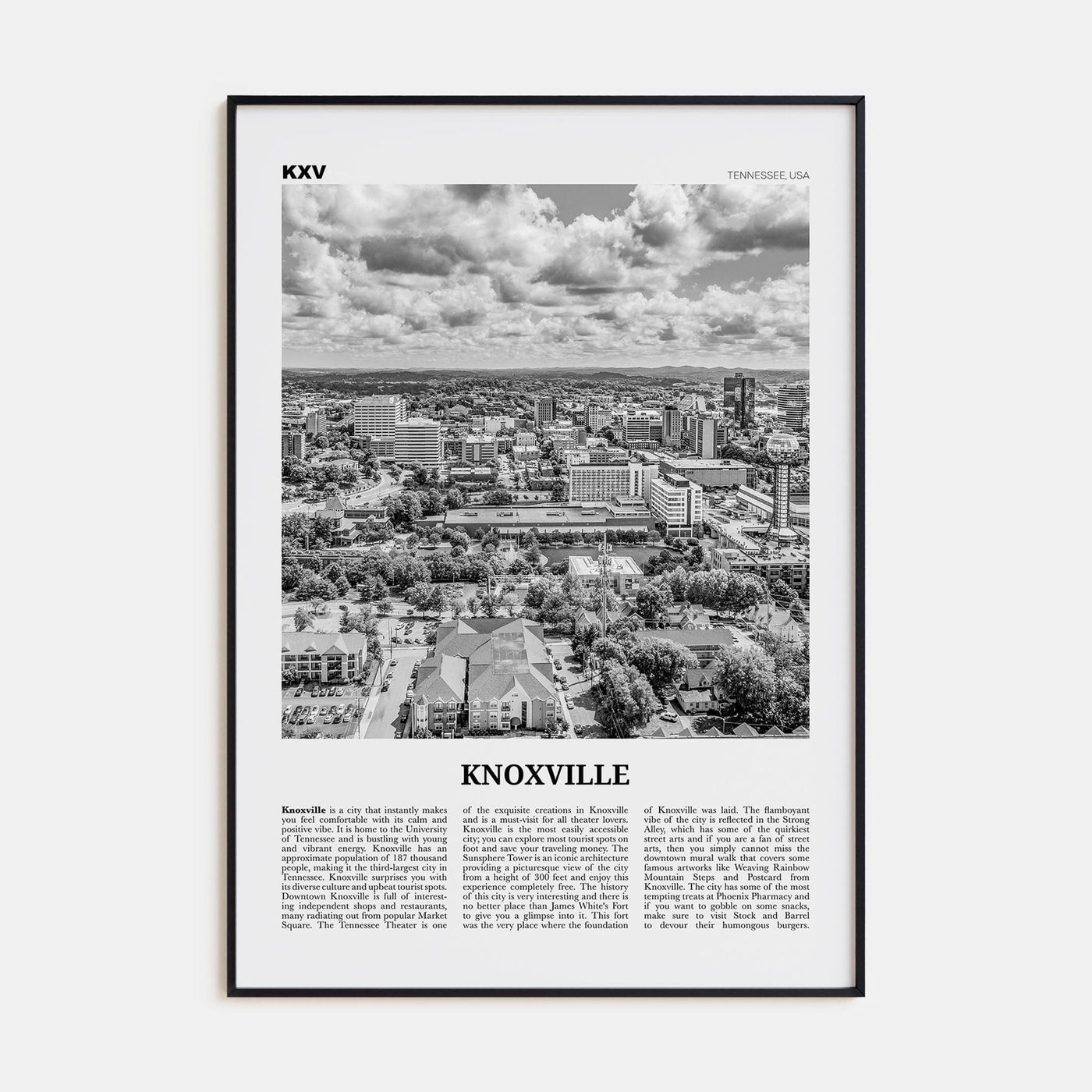 Knoxville No 2 Poster None / 8x12 in Nbourhood Travel B&W Poster