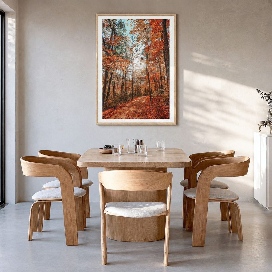 Knoxville Photo No 3 Poster in a natural wood frame, hanging in a dining room, white border
