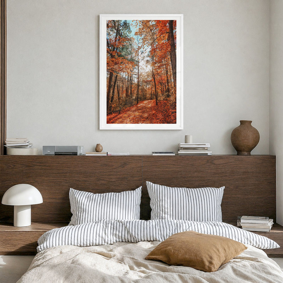 Knoxville Photo No 3 Poster in a white wood frame, hanging in a bedroom, white border
