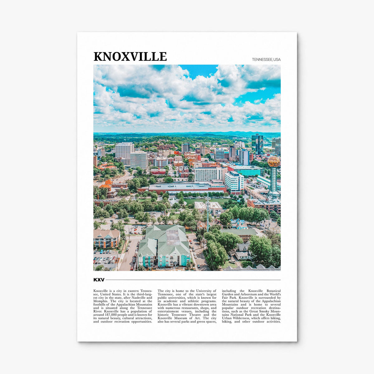 Knoxville Travel Poster, print only (unframed)