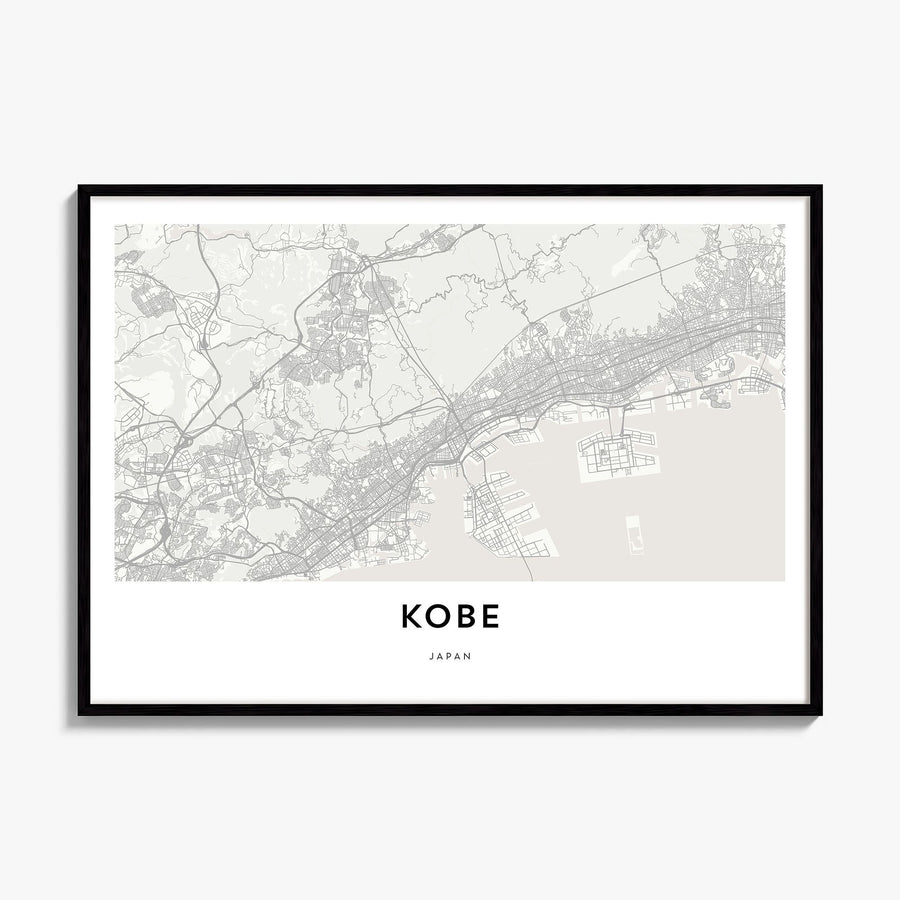 Kobe Map Poster, framed poster mockup