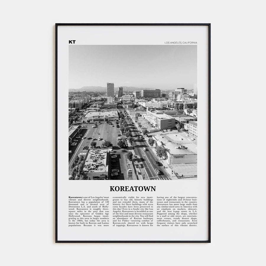 Koreatown, Los Angeles Poster None / 8x12 in Nbourhood Travel B&W Poster