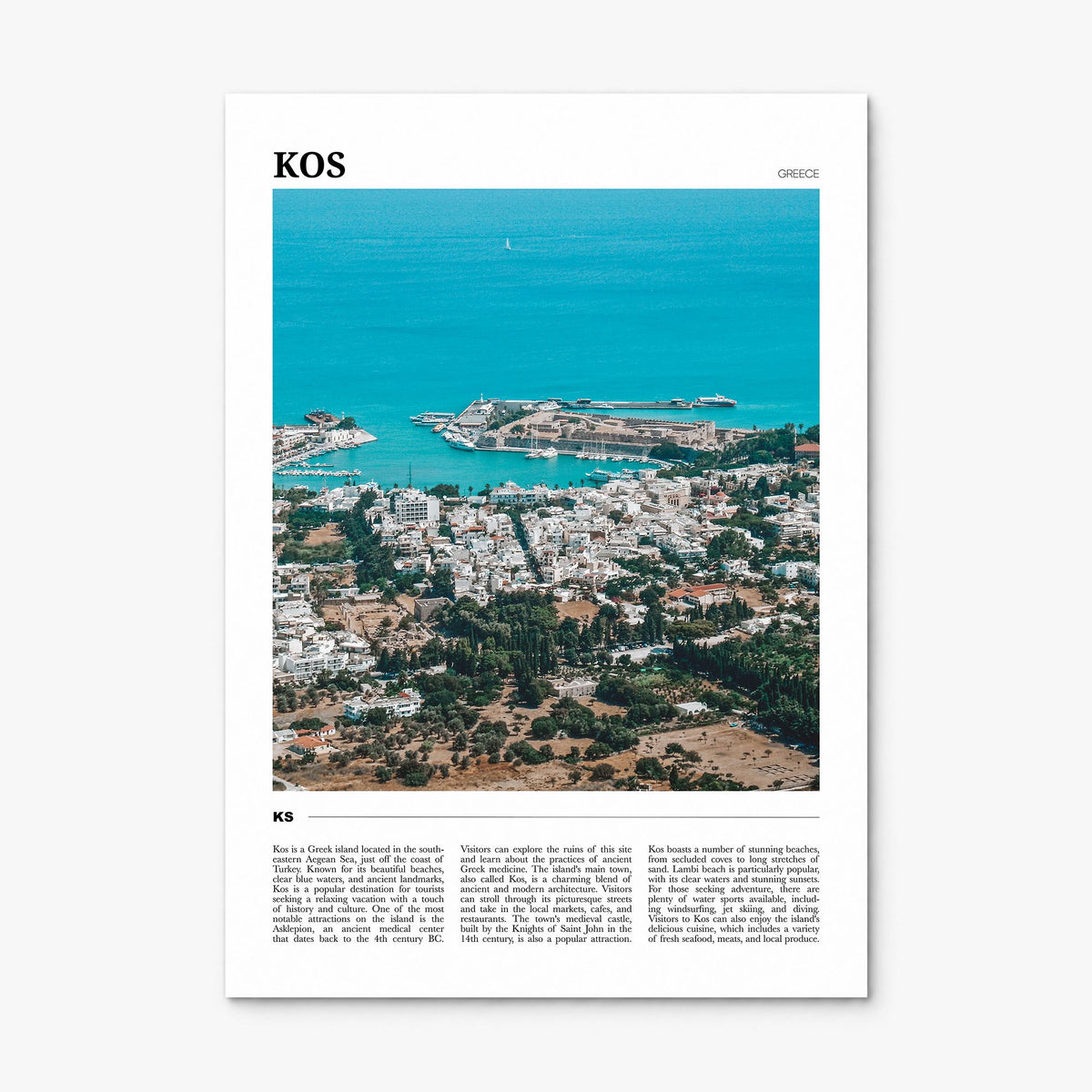 Kos Travel Poster, print only (unframed)