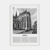 Košice Poster White Wood / 8x12 in Nbourhood Travel B&W Poster