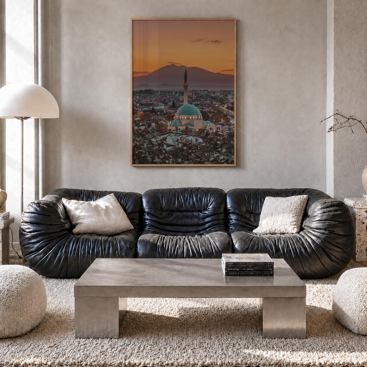 Kosovo colorful photo poster of Europe – vertical wall art in natural wood frame, hanging on wall