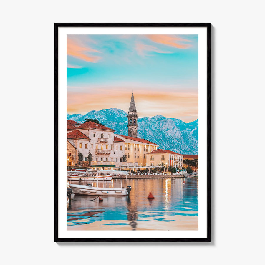 Kotor Photo Poster, framed poster mockup, white border