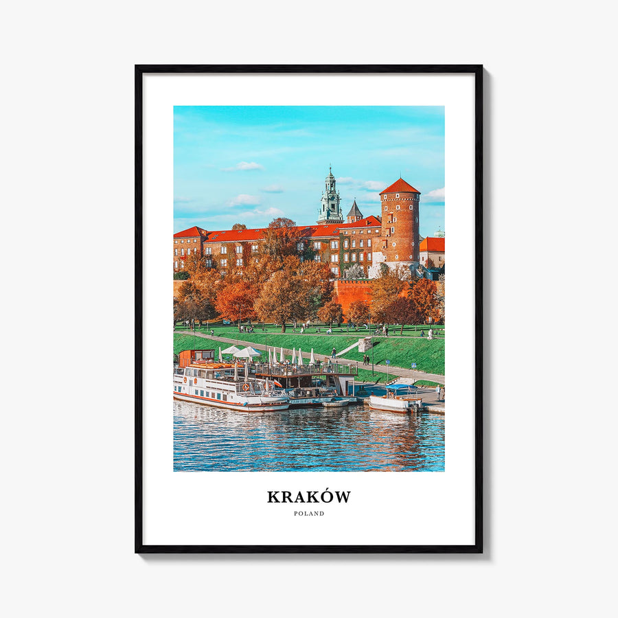Kraków colorful classic poster of Poland – vertical wall art, unframed print shown in interior mockup
