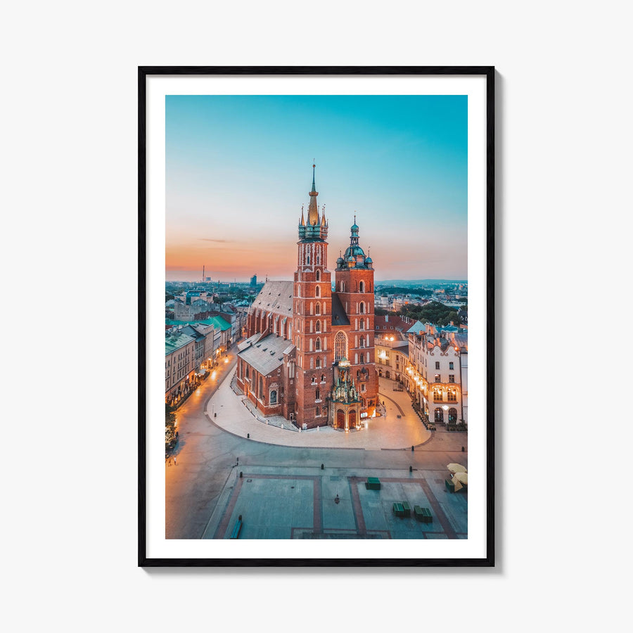 Kraków colorful photo poster of Poland – vertical wall art, unframed print shown in interior mockup