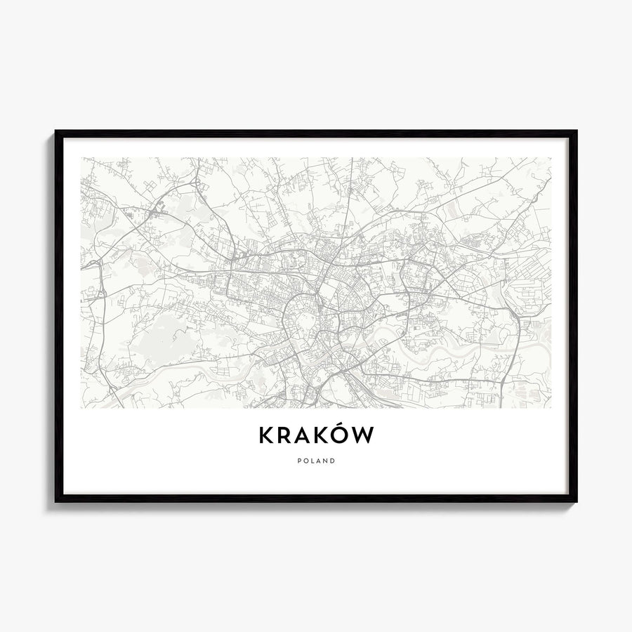 Kraków Map Poster, framed poster mockup