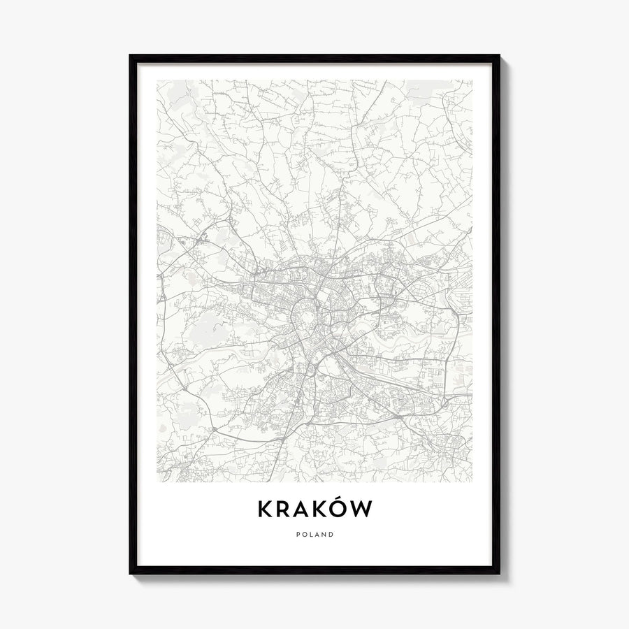 Kraków Map Poster, framed poster mockup