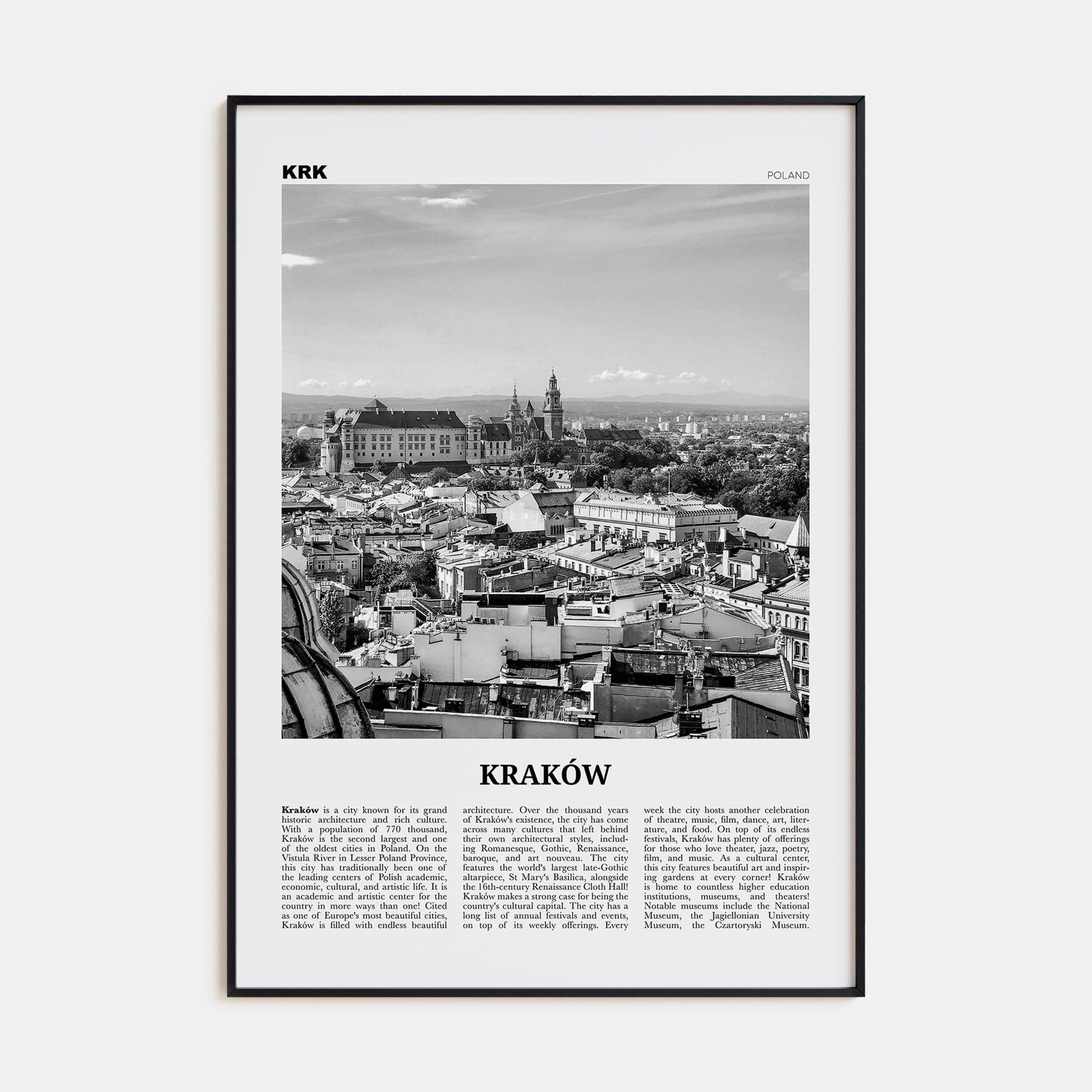 Kraków Poster None / 8x12 in Nbourhood Travel B&W Poster