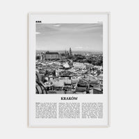 Kraków Poster White Wood / 8x12 in Nbourhood Travel B&W Poster