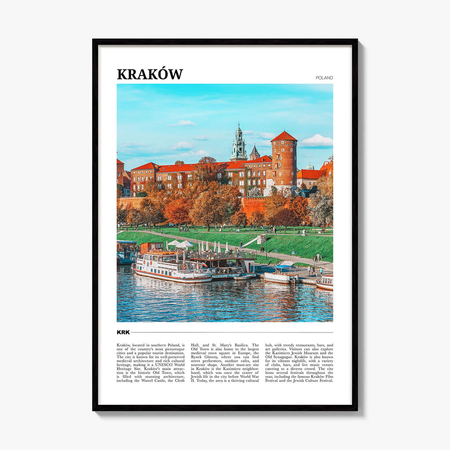 Kraków Travel Poster, framed poster mockup