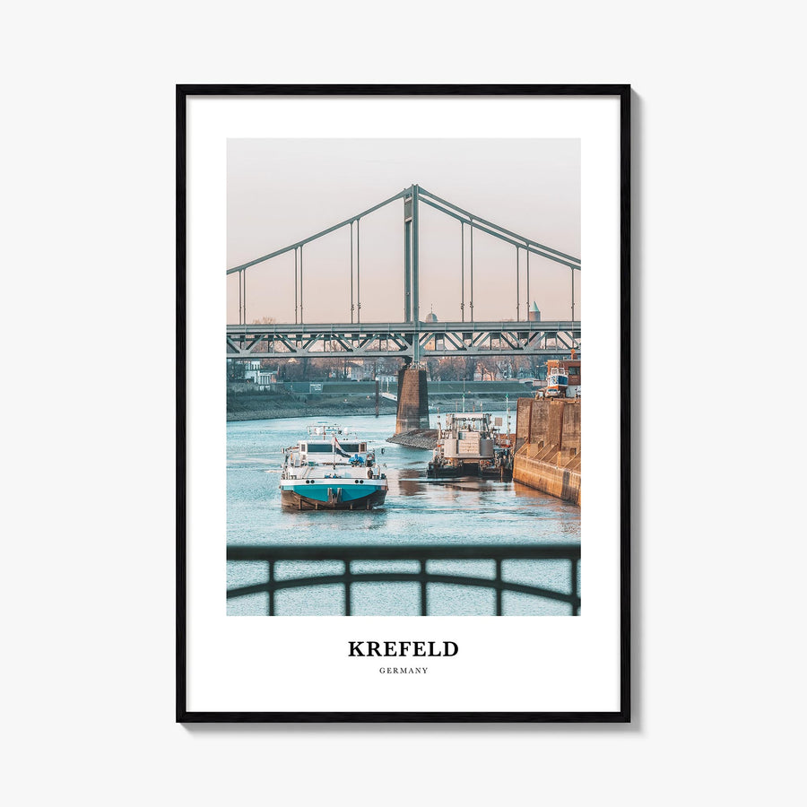 Krefeld colorful classic poster of Germany – vertical wall art, unframed print shown in interior mockup