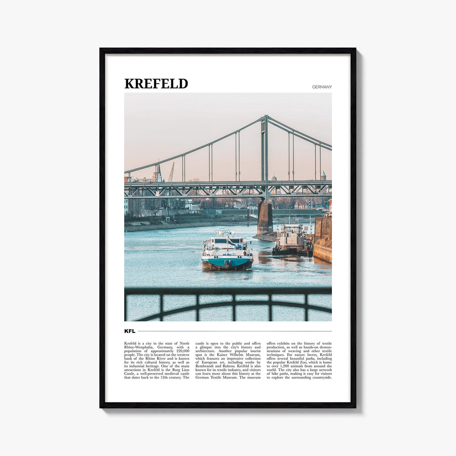 Krefeld colorful travel poster of Germany – vertical wall art, unframed print shown in interior mockup