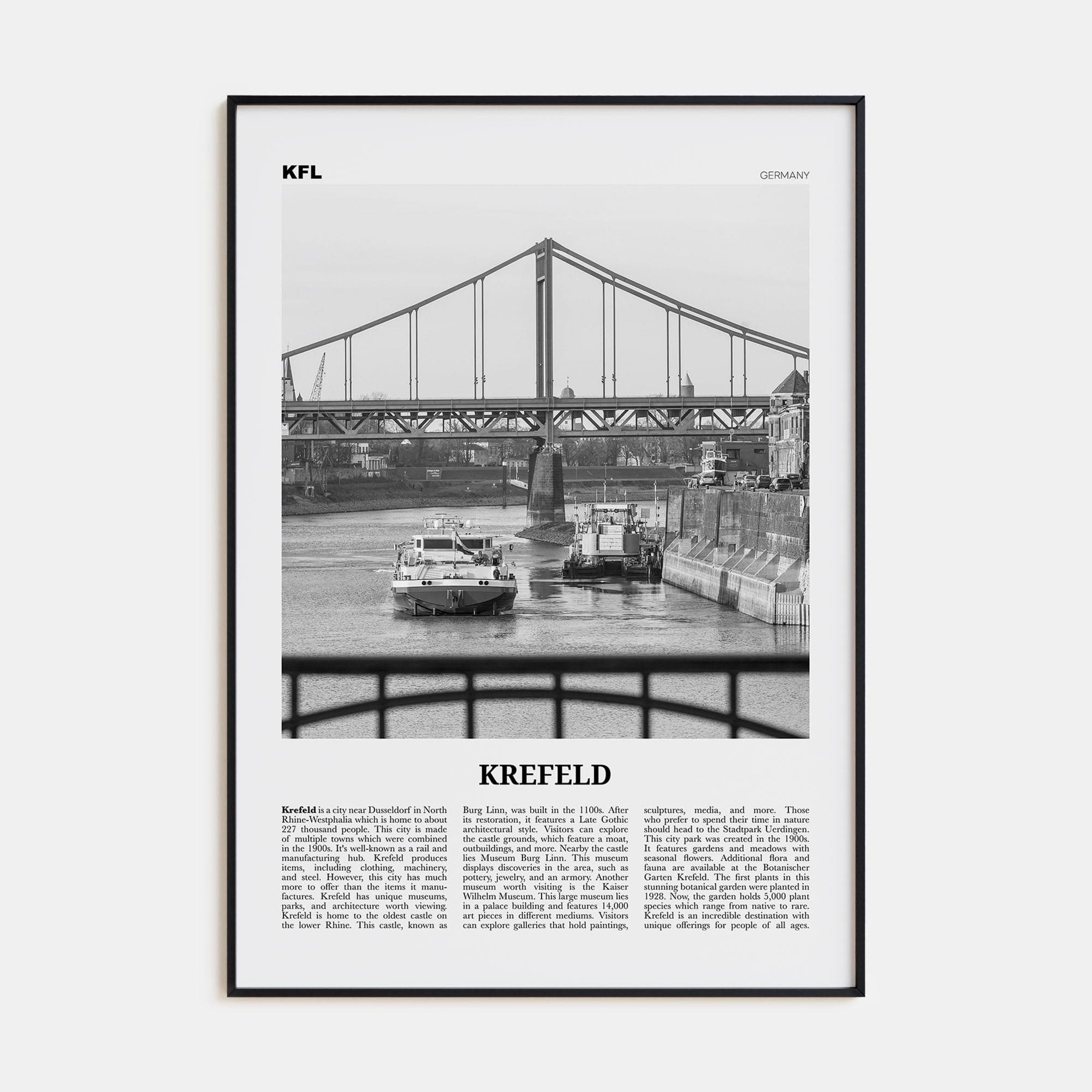 Krefeld Poster None / 8x12 in Nbourhood Travel B&W Poster