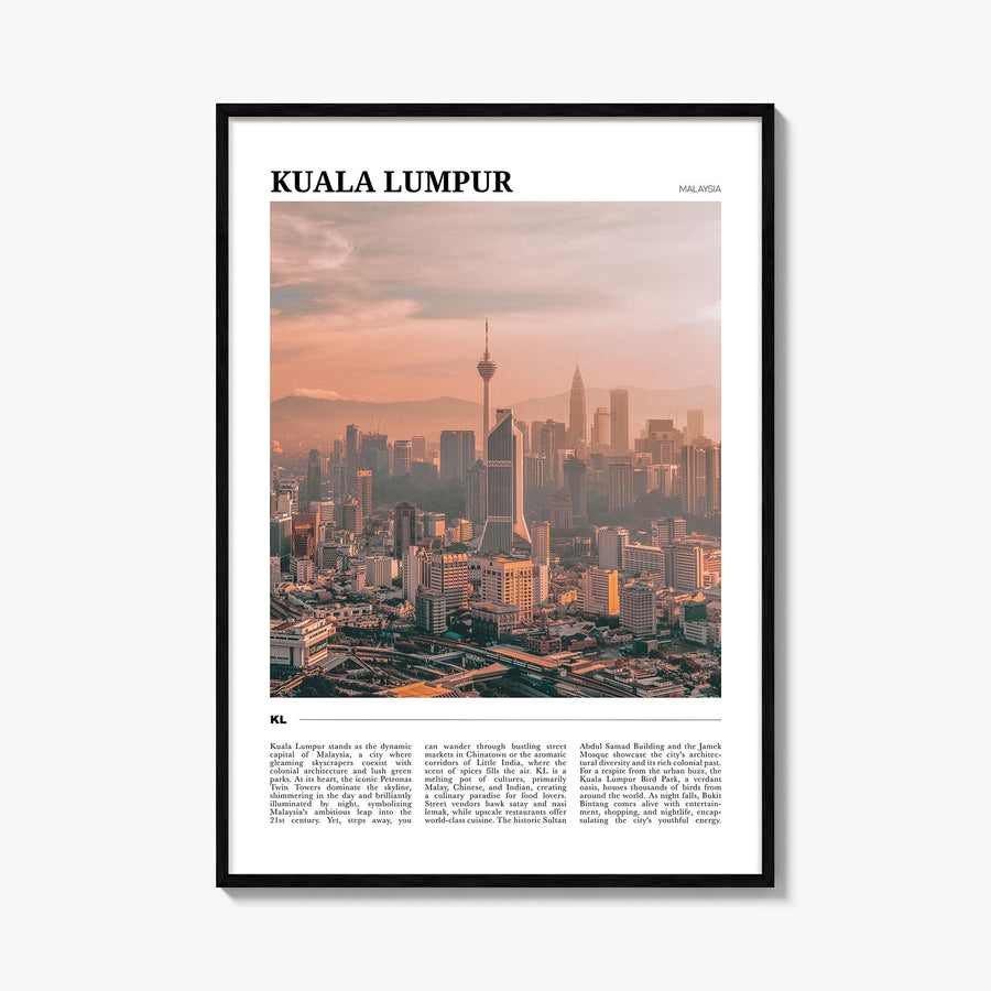Kuala Lumpur colorful travel poster of Malaysia – vertical wall art, unframed print shown in interior mockup