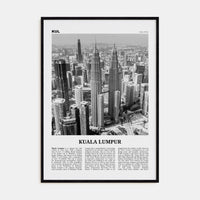 Kuala Lumpur No 1 Poster Black Wood / 8x12 in Nbourhood Travel B&W Poster