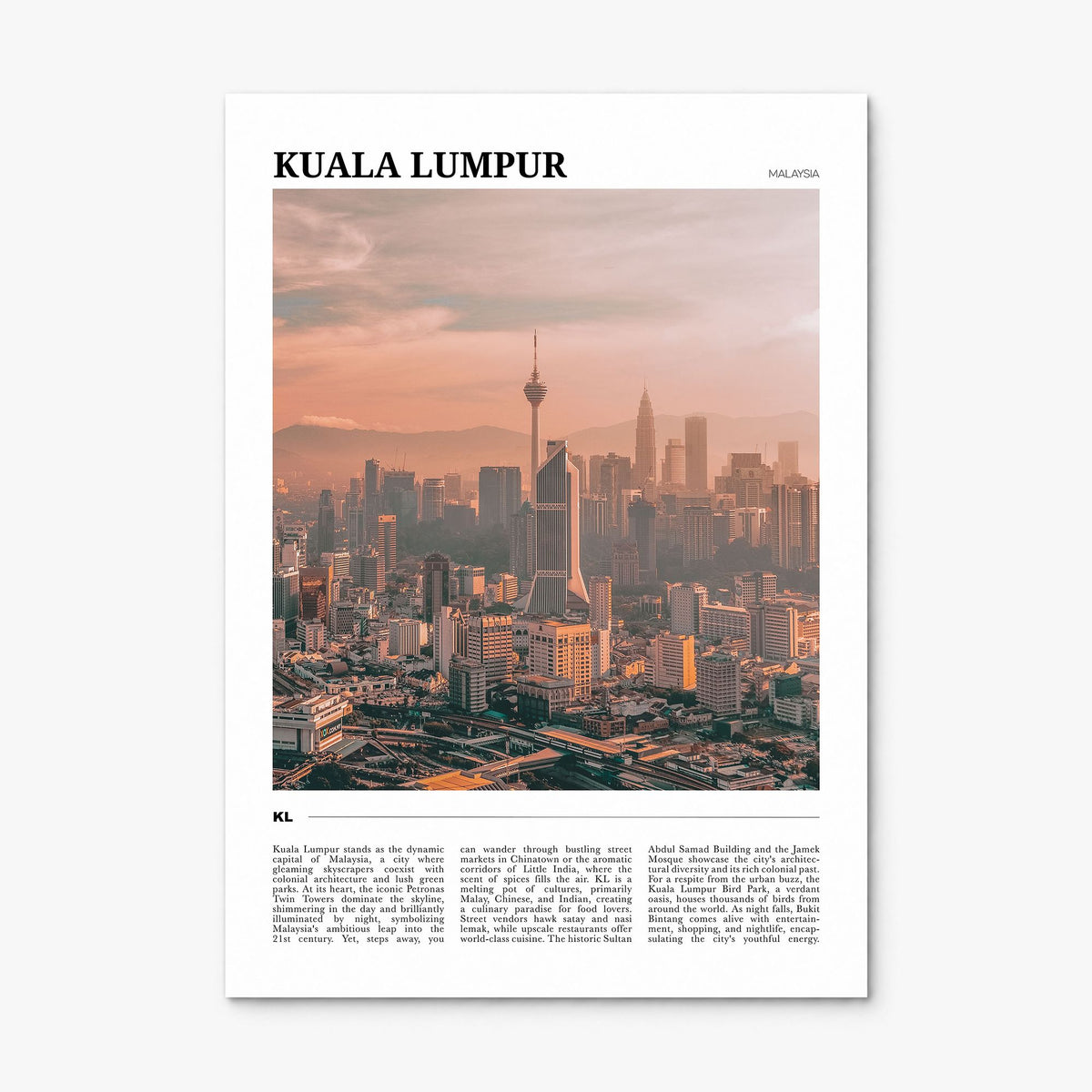 Kuala Lumpur Travel Poster, print only (unframed)