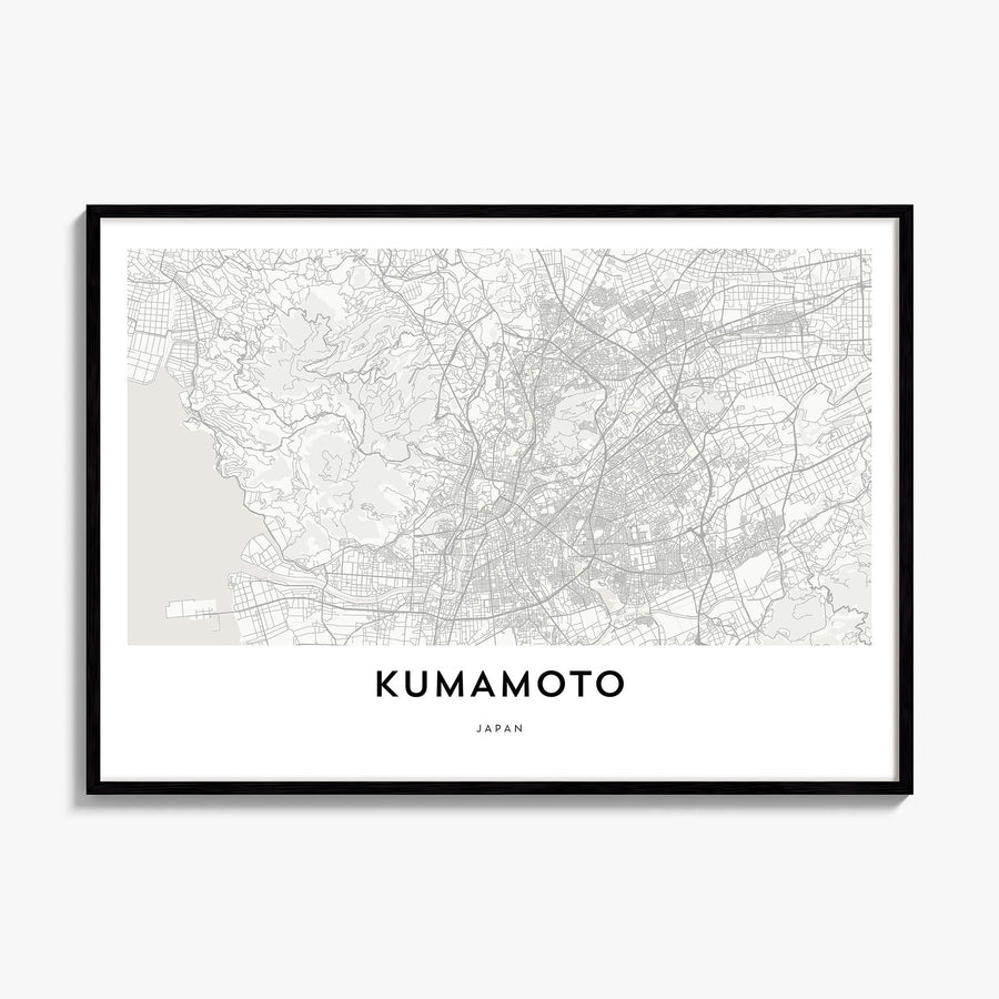 Kumamoto Map Poster, framed poster mockup
