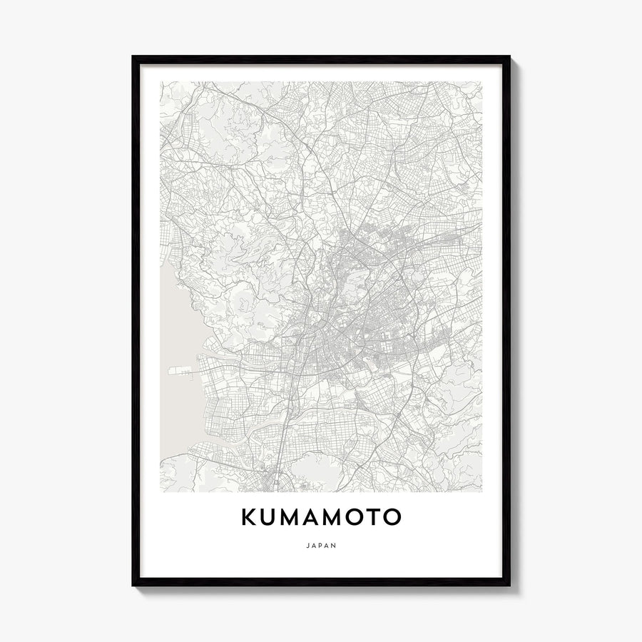 Kumamoto Map Poster, framed poster mockup