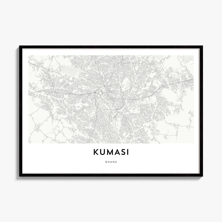 Kumasi Map Poster, framed poster mockup