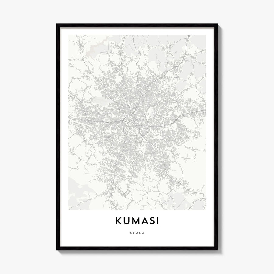 Kumasi Map Poster, framed poster mockup