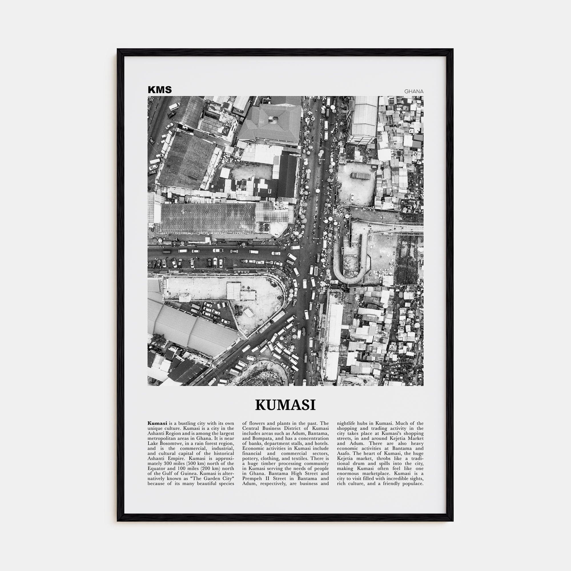 Kumasi Poster Black Wood / 8x12 in Nbourhood Travel B&W Poster