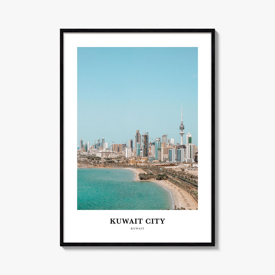Kuwait City colorful classic poster of Kuwait – vertical wall art, unframed print shown in interior mockup