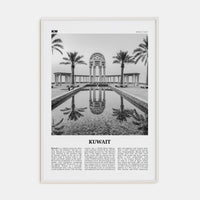 Kuwait Poster White Wood / 8x12 in Nbourhood Travel B&W Poster