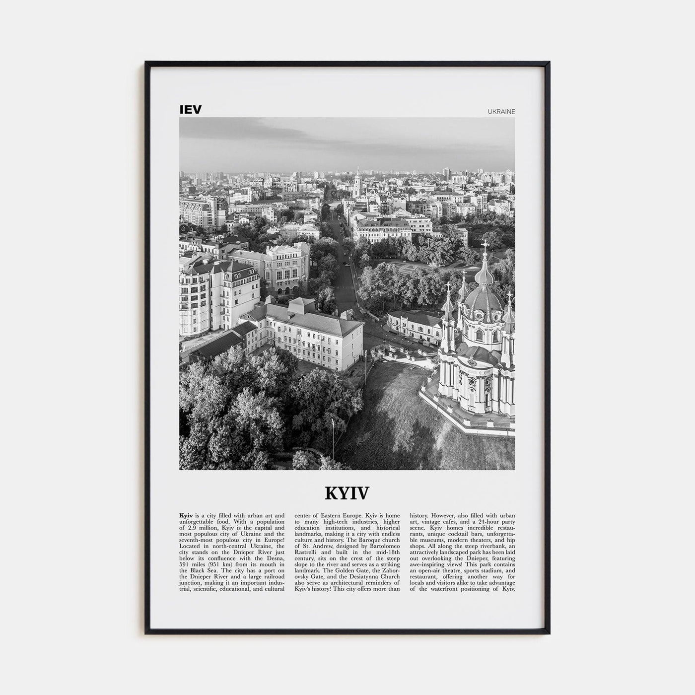 Kyiv No 1 Poster None / 8x12 in Nbourhood Travel B&W Poster