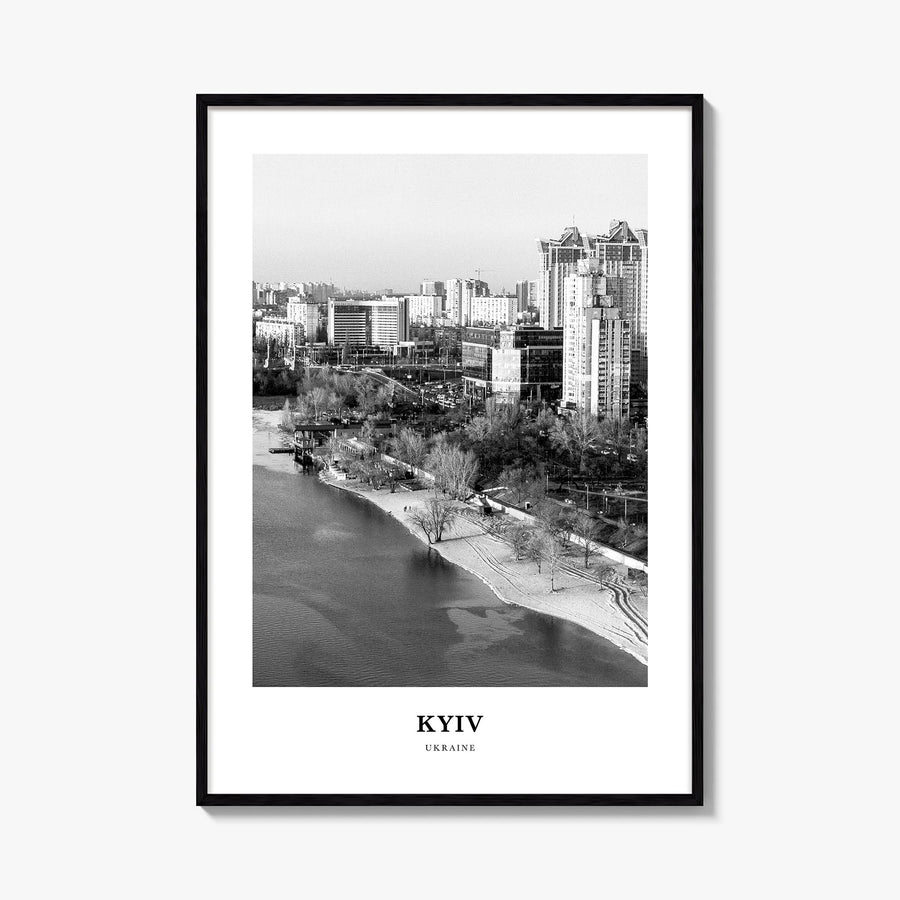 Kyiv no. 4 black & white classic poster of Ukraine – vertical wall art, unframed print shown in interior mockup