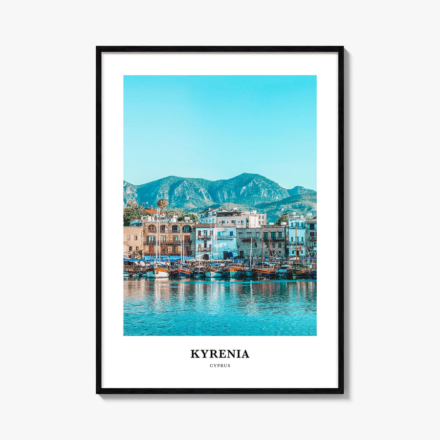 Kyrenia no. 2 colorful classic poster of Cyprus – vertical wall art, unframed print shown in interior mockup