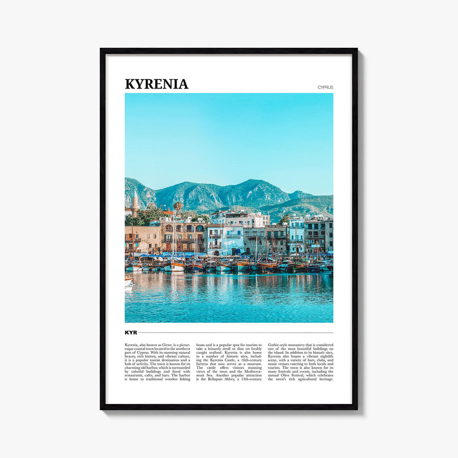 Kyrenia no. 2 colorful travel poster of Cyprus – vertical wall art, unframed print shown in interior mockup