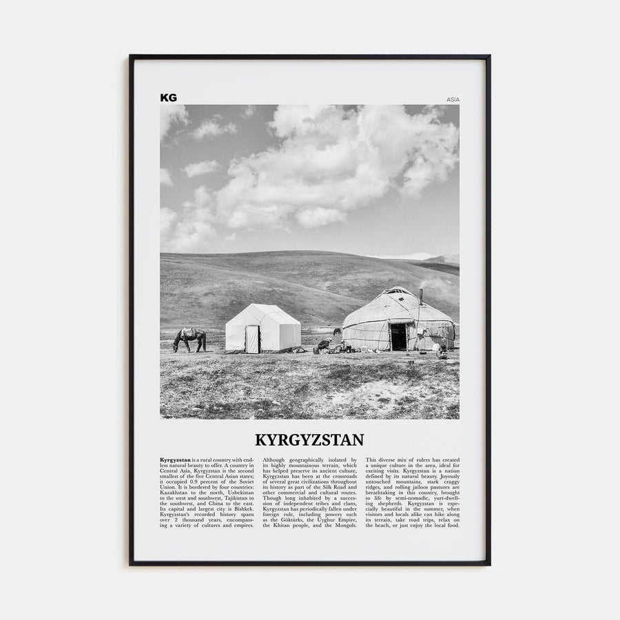 Kyrgyzstan Poster None / 8x12 in Nbourhood Travel B&W Poster