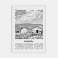 Kyrgyzstan Poster White Wood / 8x12 in Nbourhood Travel B&W Poster