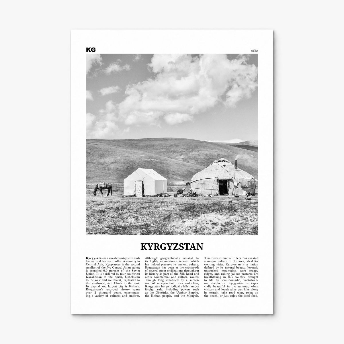 Kyrgyzstan Newspaper Poster, print only (unframed)