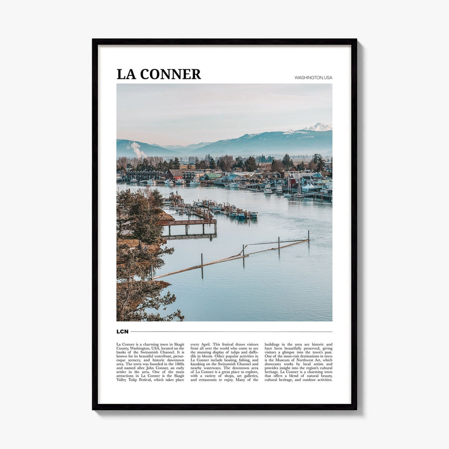 La Conner Travel Poster, framed poster mockup