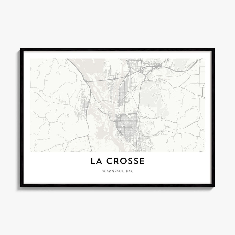 La Crosse Map Poster, framed poster mockup