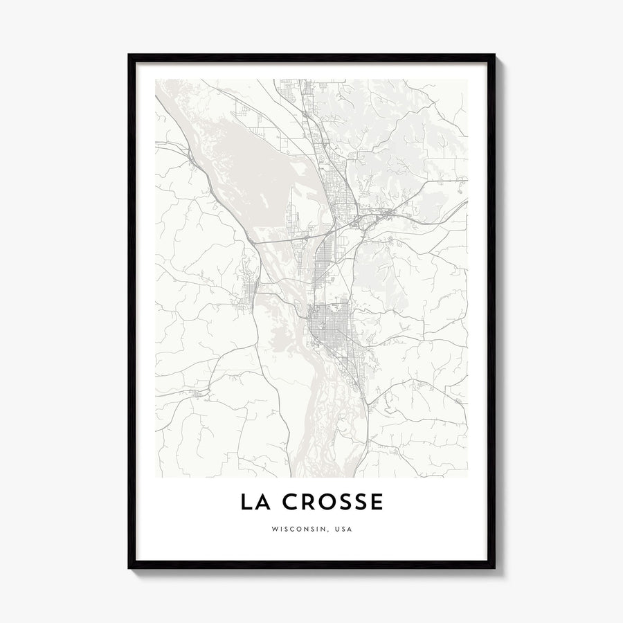 La Crosse Map Poster, framed poster mockup