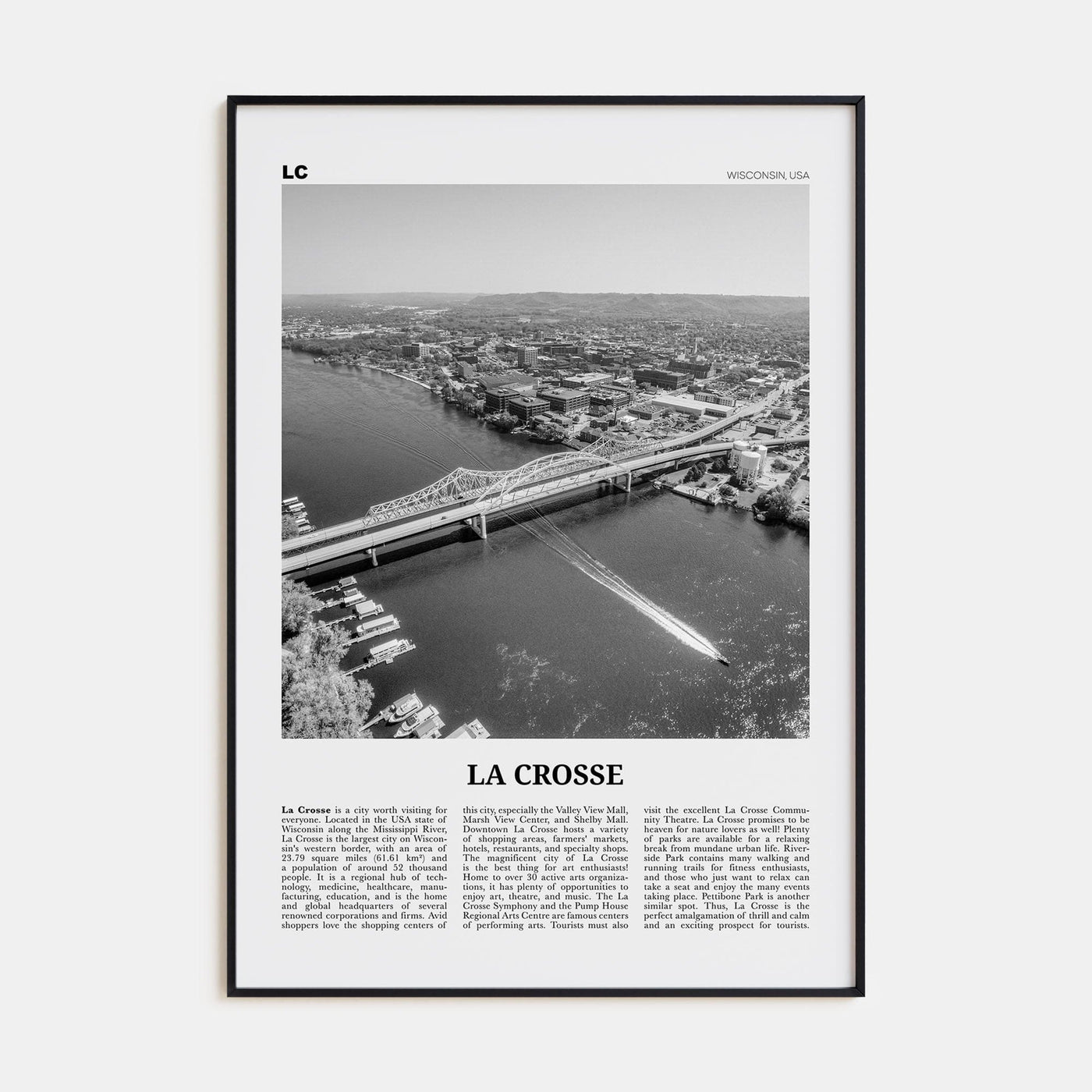 La Crosse Poster None / 8x12 in Nbourhood Travel B&W Poster