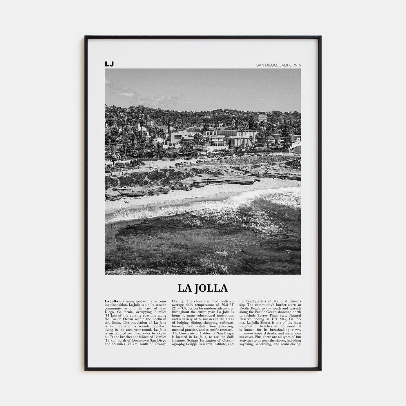 La Jolla No 1 Poster None / 8x12 in Nbourhood Travel B&W Poster