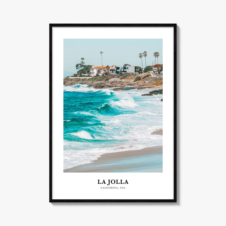 La Jolla no. 2 colorful classic poster of San Diego, California – vertical wall art, unframed print shown in interior mockup
