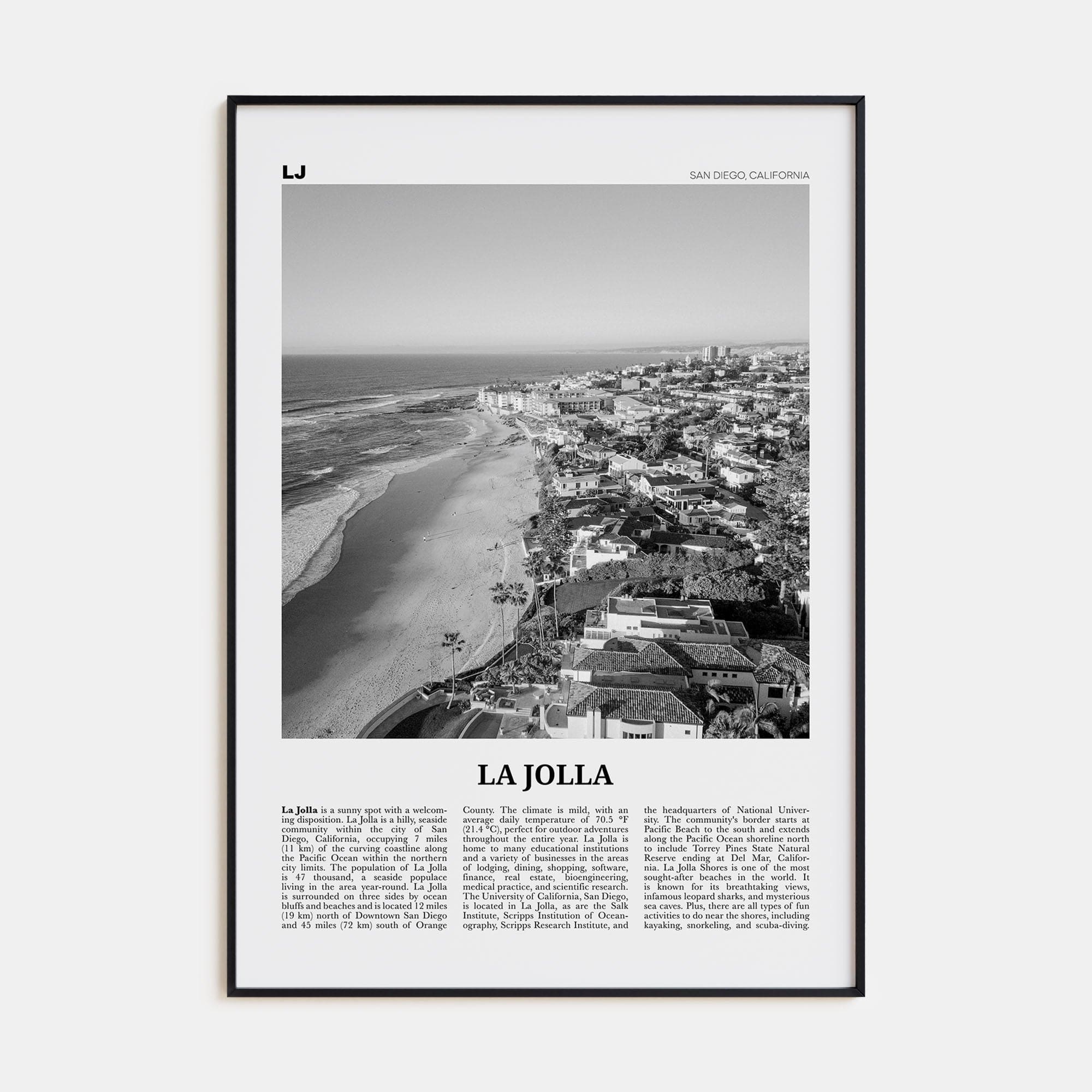 La Jolla No 2 Poster None / 8x12 in Nbourhood Travel B&W Poster