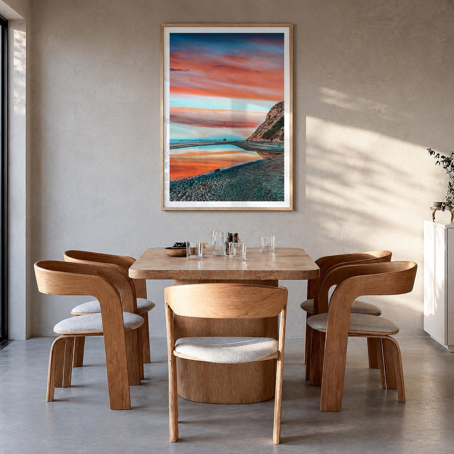 La Jolla no. 3 colorful photo poster of San Diego, California – vertical wall art in natural wood frame with white border, ha
