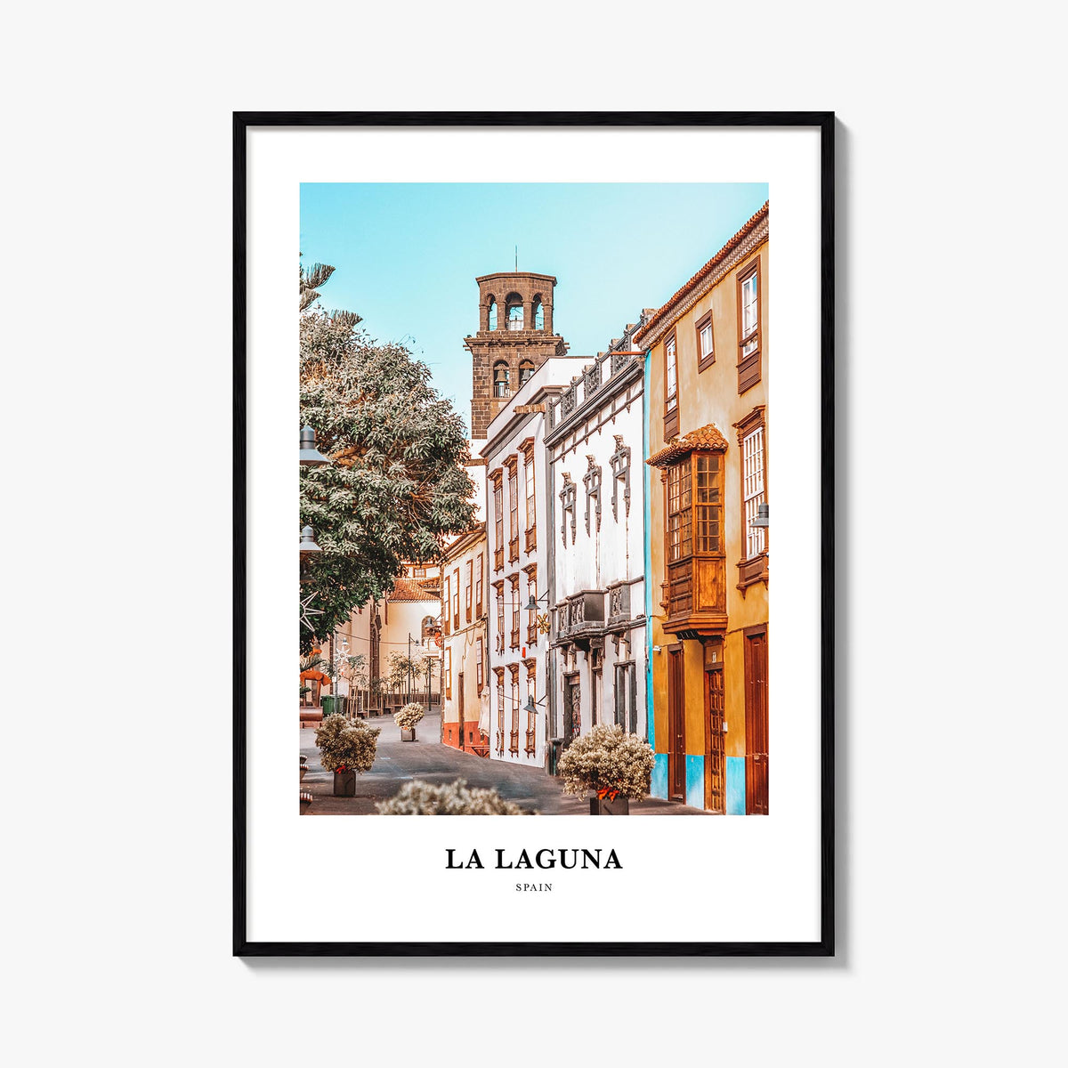 La Laguna colorful classic poster of Spain – vertical wall art, unframed print shown in interior mockup