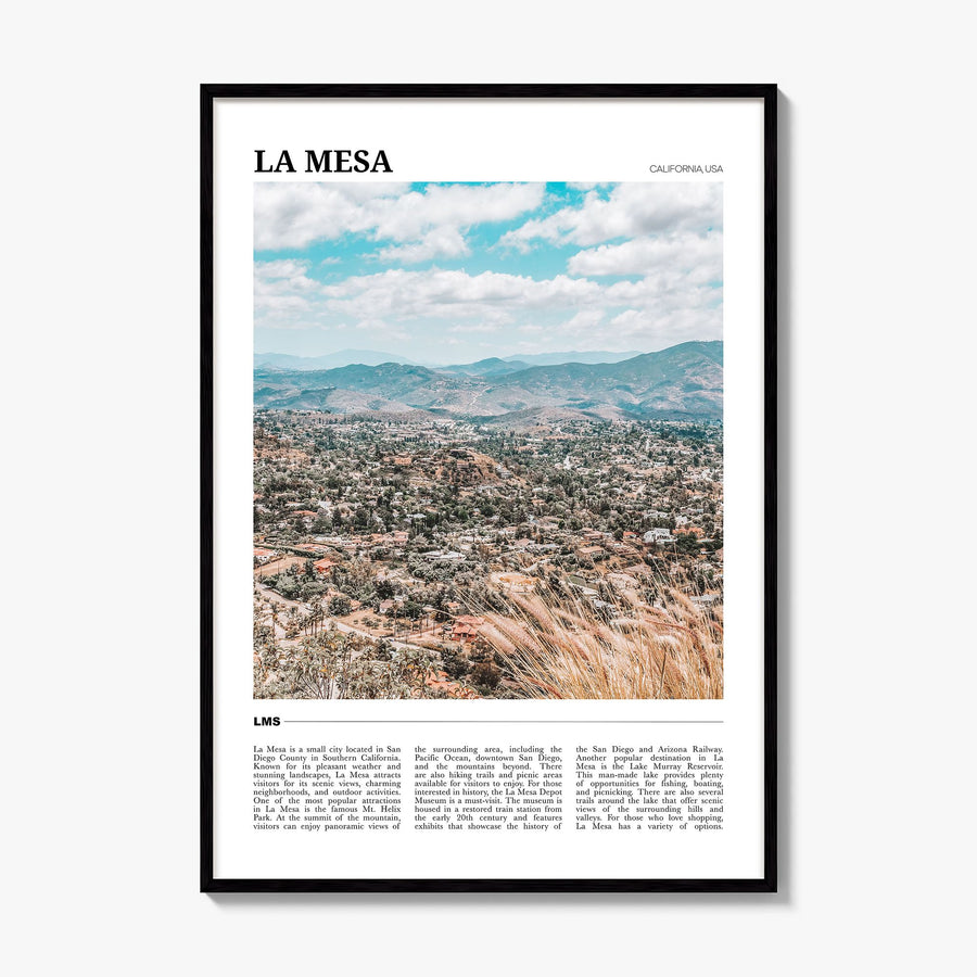 La Mesa Travel Poster, framed poster mockup