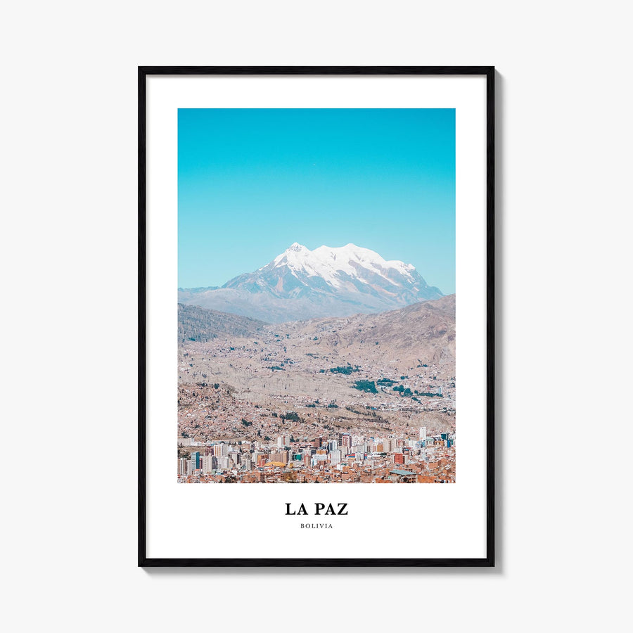 La Paz colorful classic poster of Bolivia – vertical wall art, unframed print shown in interior mockup
