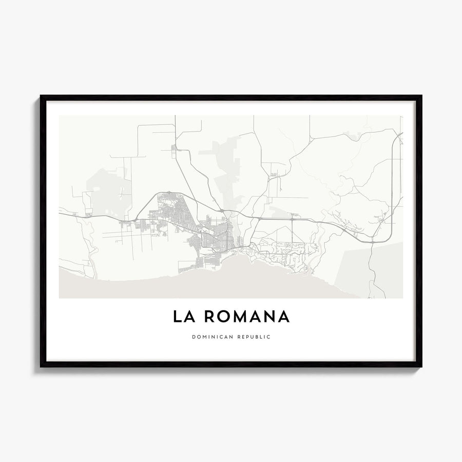 La Romana Map Poster, framed poster mockup