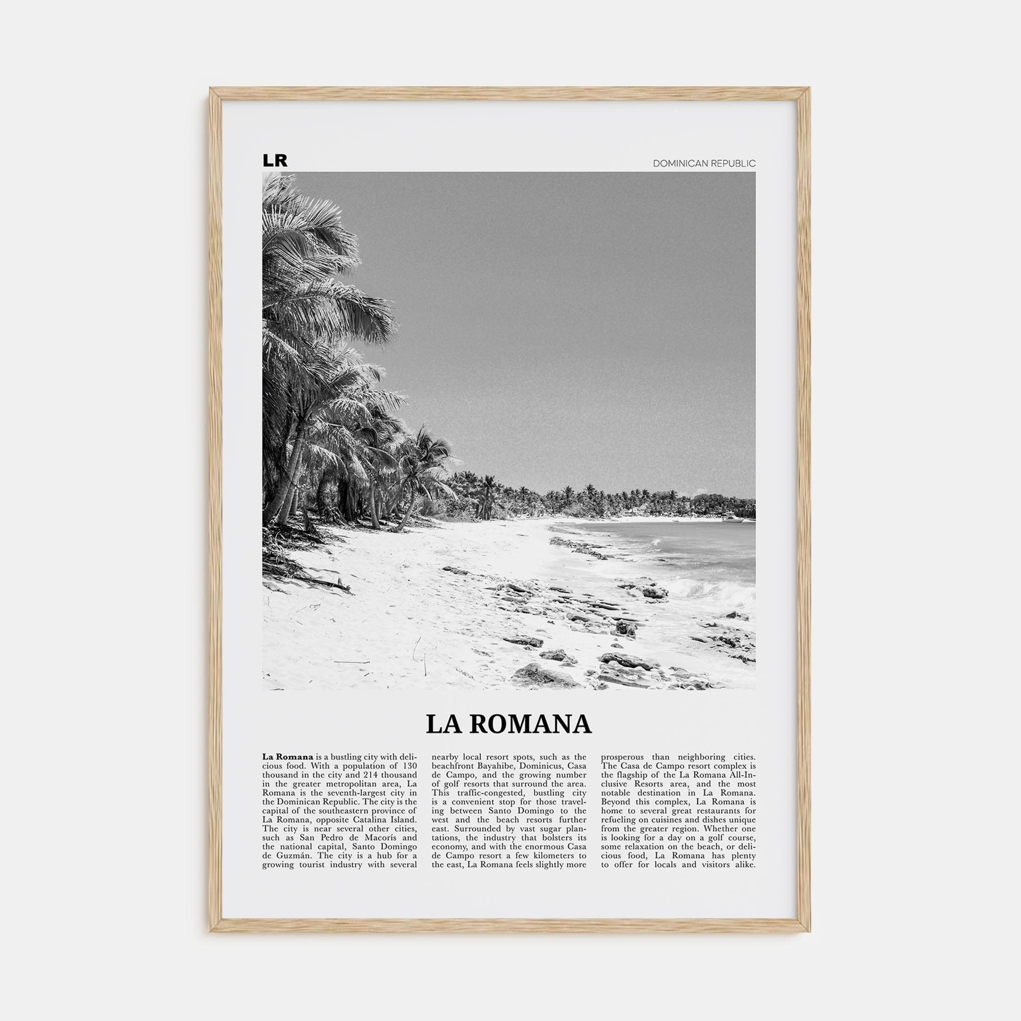 La Romana Poster Natural Wood / 8x12 in Nbourhood Travel B&W Poster